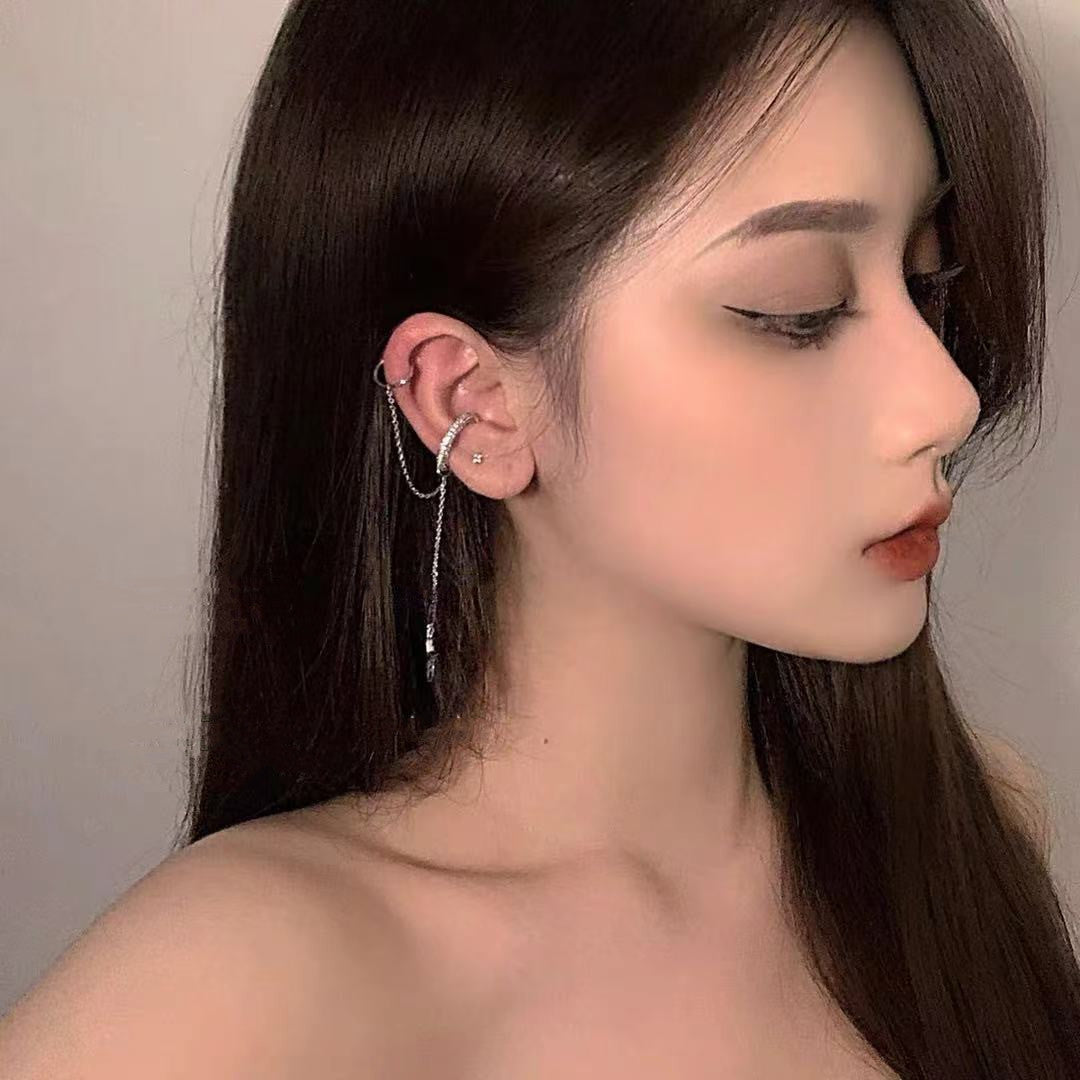 Diamond Pierced Ear Clip Earrings