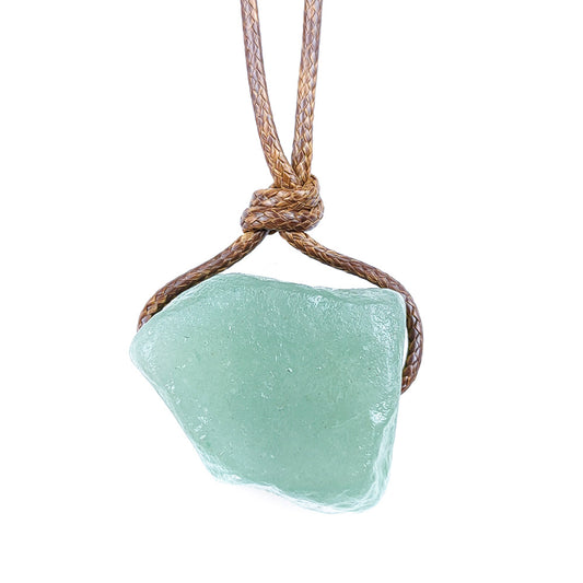 Irregular Specimen Of Natural Crystal Agate Rough Pendant Necklace