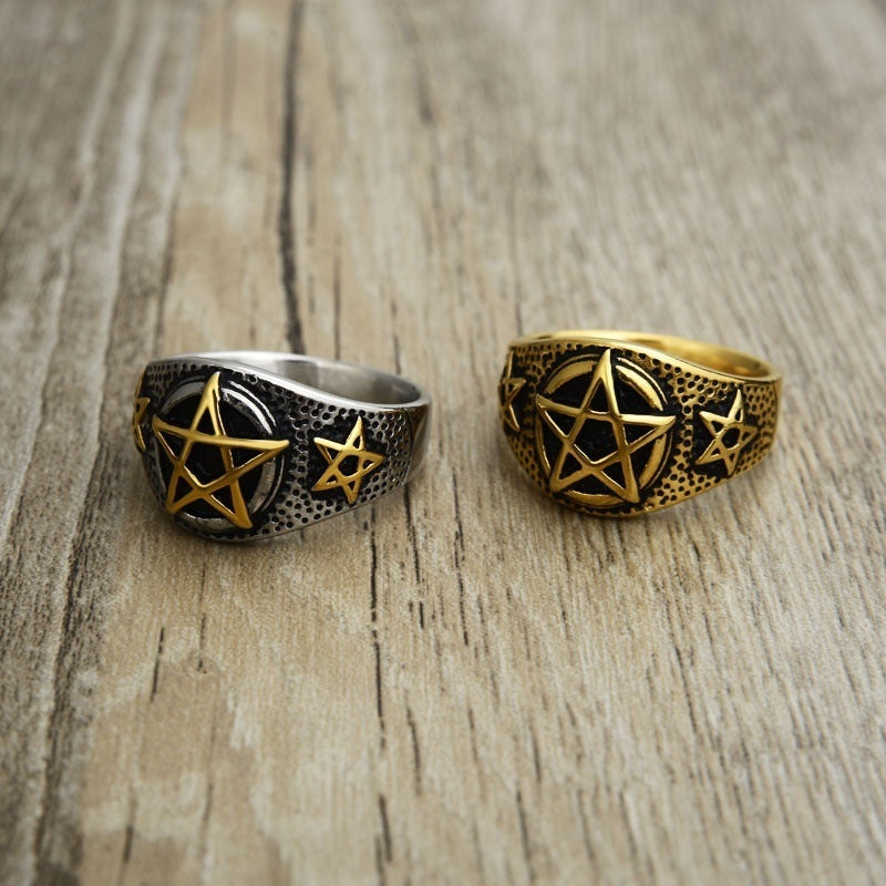 Gothic Punk Pentagram Satan Pentagram Ring