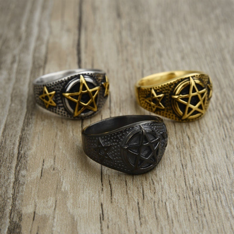 Gothic Punk Pentagram Satan Pentagram Ring