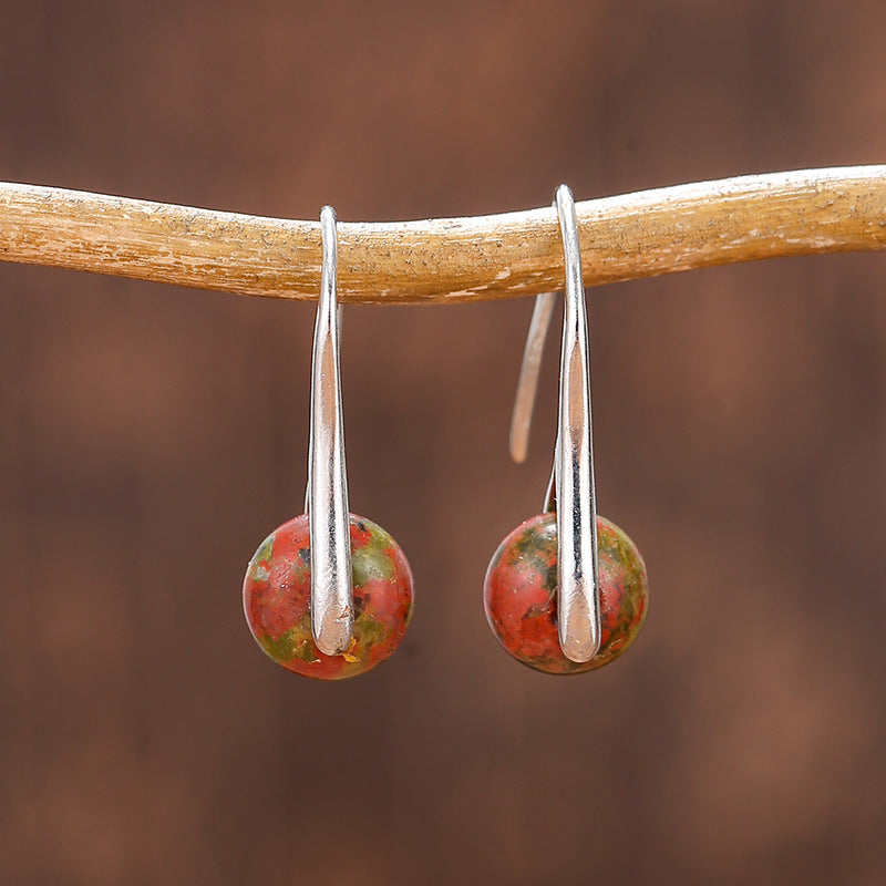 Textured Natural Stone Female Earrings