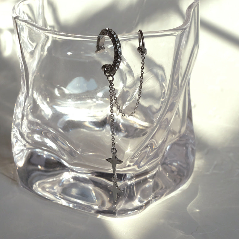 Diamond Pierced Ear Clip Earrings