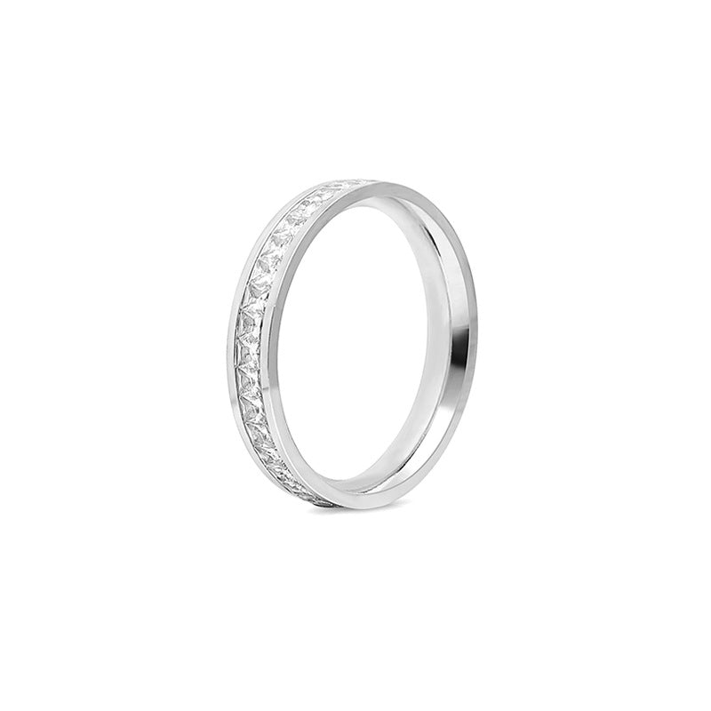White Diamond Geometric Ring Female Simple Ring