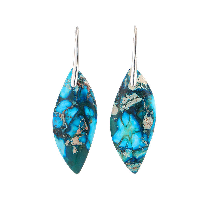 Leaf Shaped Colorful Emperor Stone Earrings