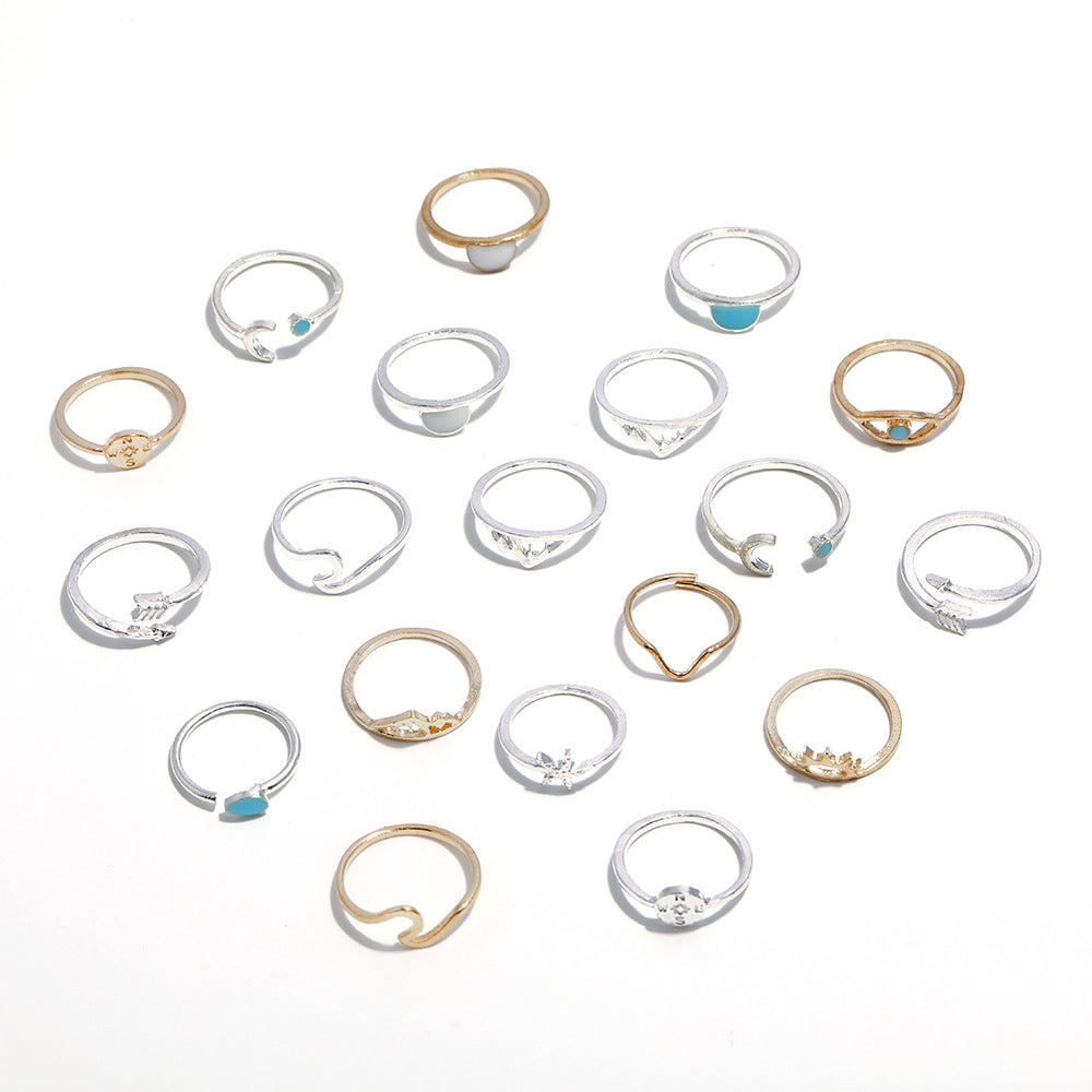 Geometric Metal Element Ring Female Ring Set