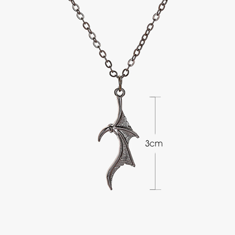 Gothic Devil Wings Couple Necklace Punk Silver Black Color Heart Bat Wing Necklaces For Lovers