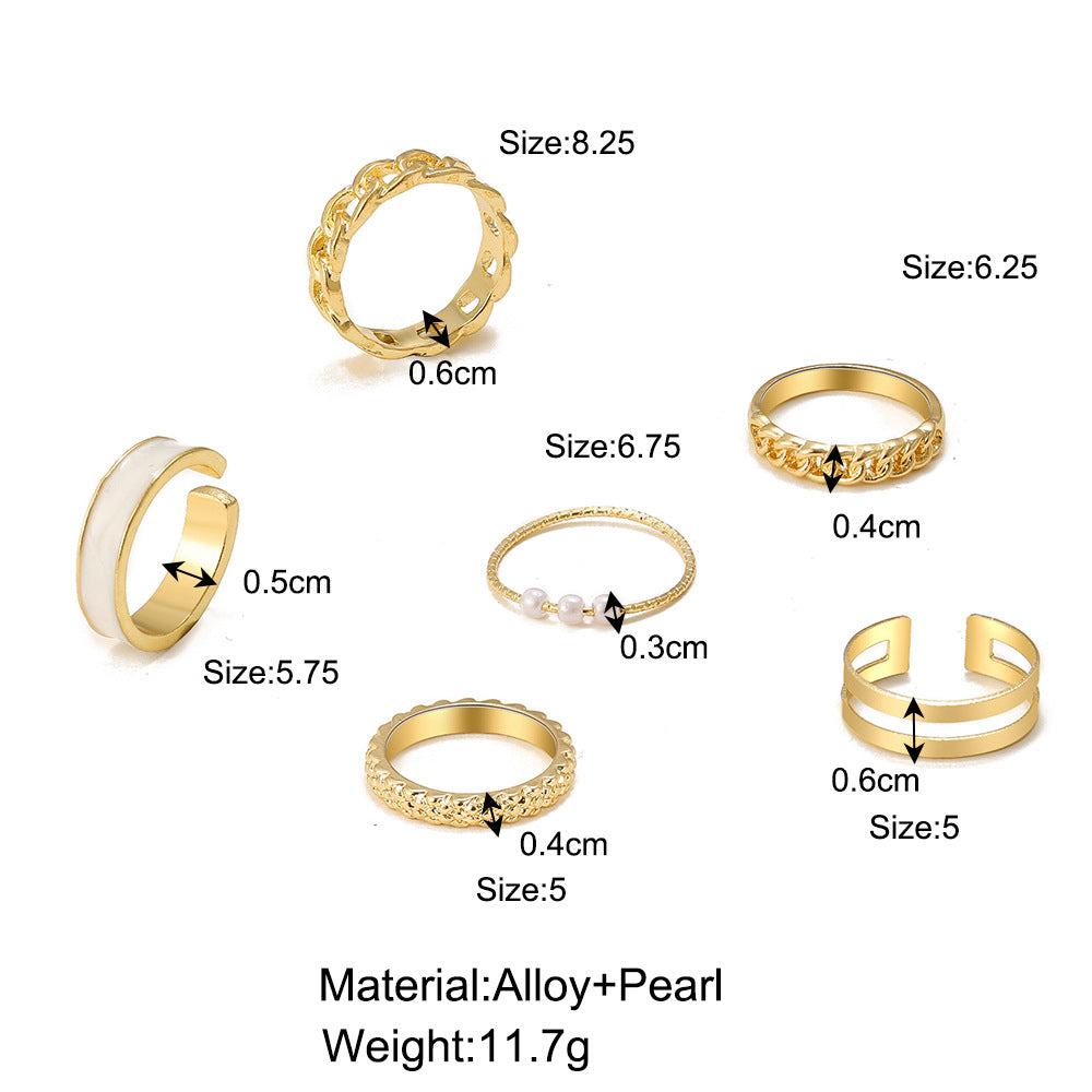 Simple Alloy Personality Chain Ring Set
