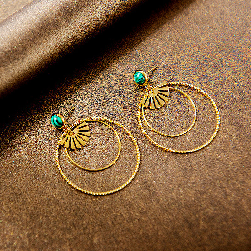 Titanium Steel Female Exaggerated Big Hoop Earrings Fan-shaped Earrings