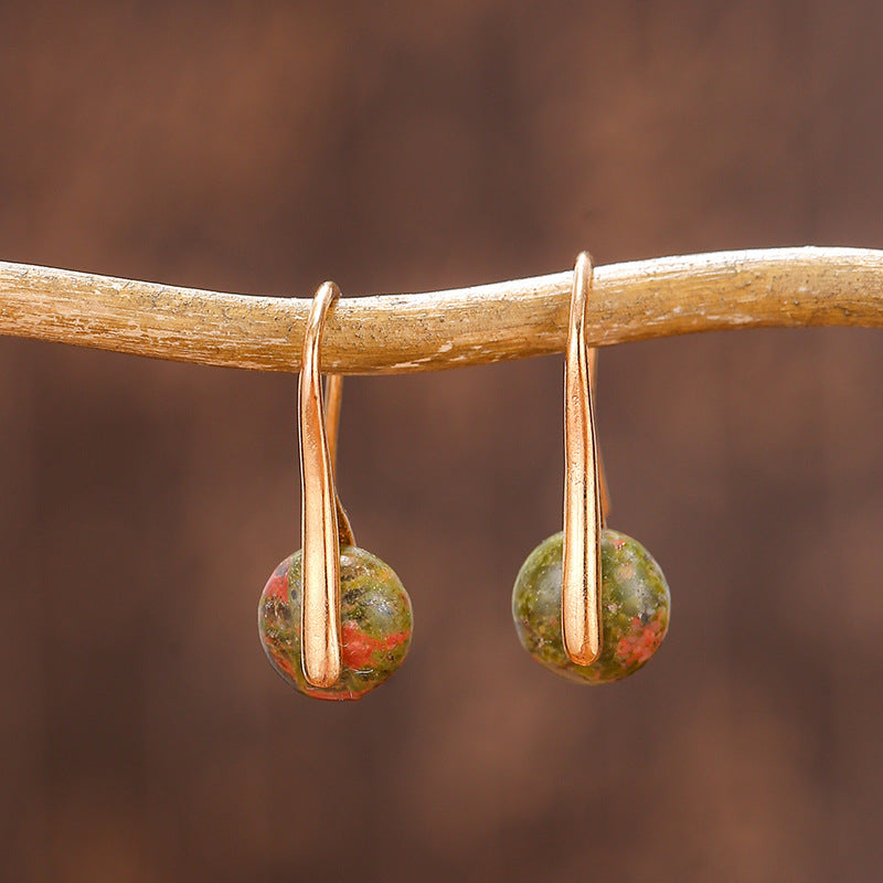Textured Natural Stone Female Earrings