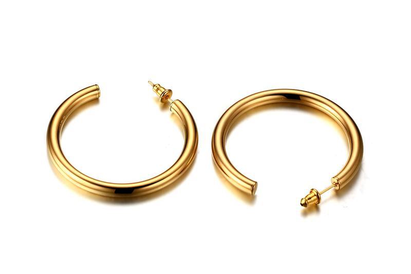 Titanium Steel Hoop Earrings 42MM Stainless Women's Jewelry