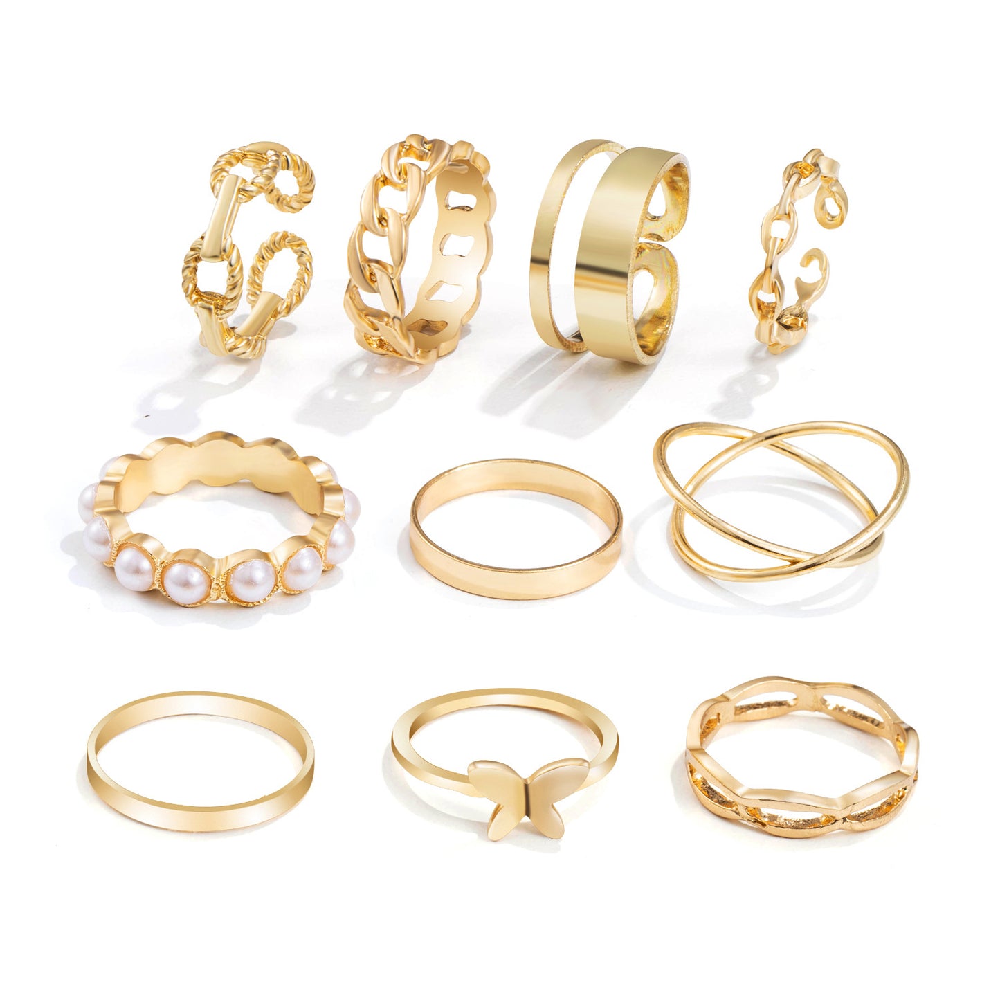 Creative Retro Butterfly 3-piece Set Joint Ring Set