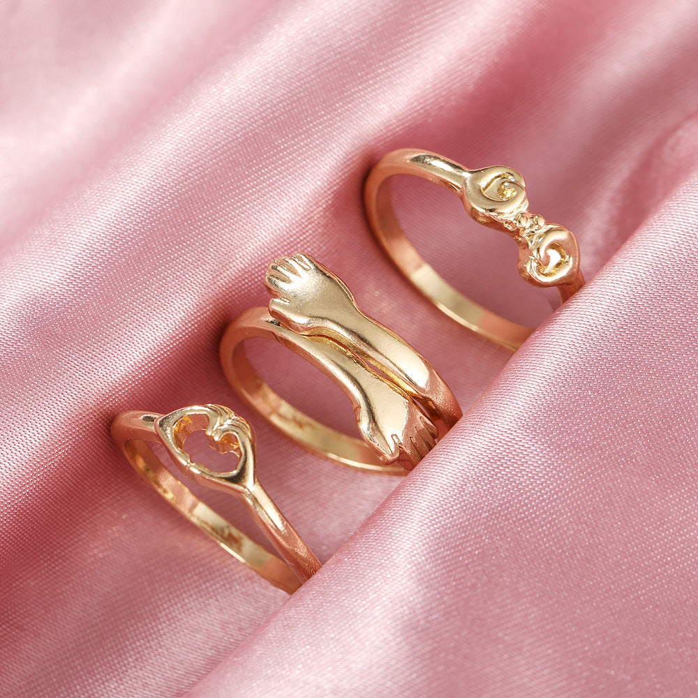 Hug Arm Ring 3-piece Alloy Ring Set