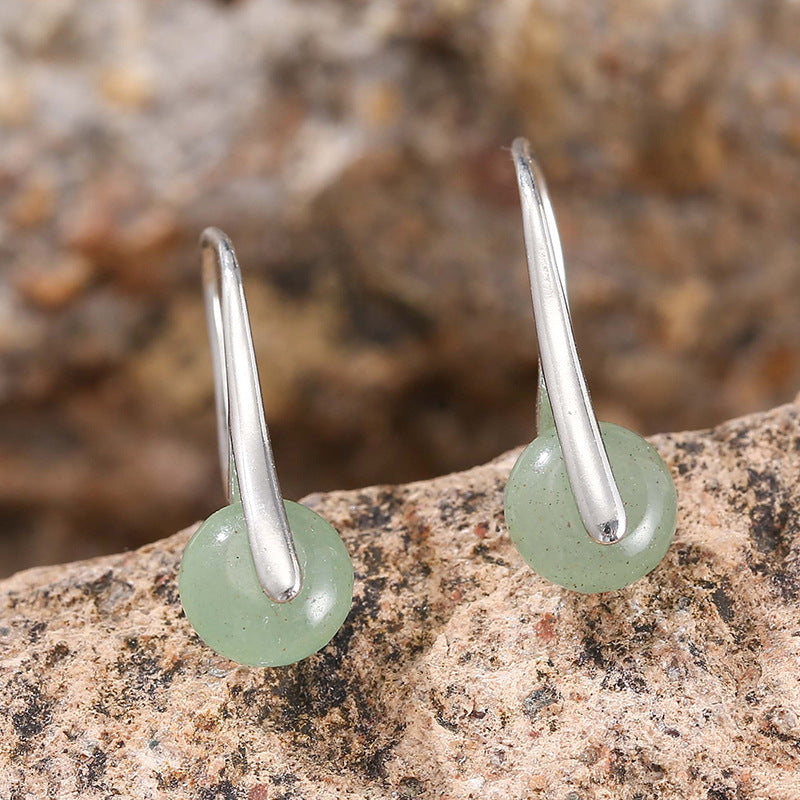 Textured Natural Stone Female Earrings