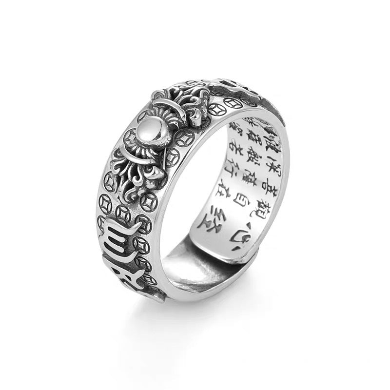 Little Pixiu Heart Sutra Ring Men And Women Lucky