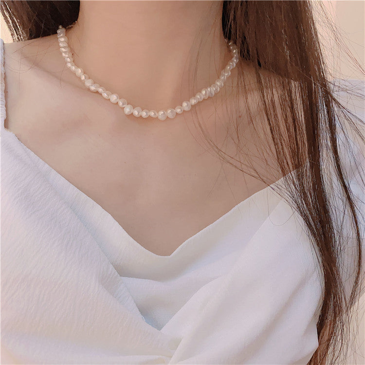 New Vintage Geometric Natural Pearl Necklace