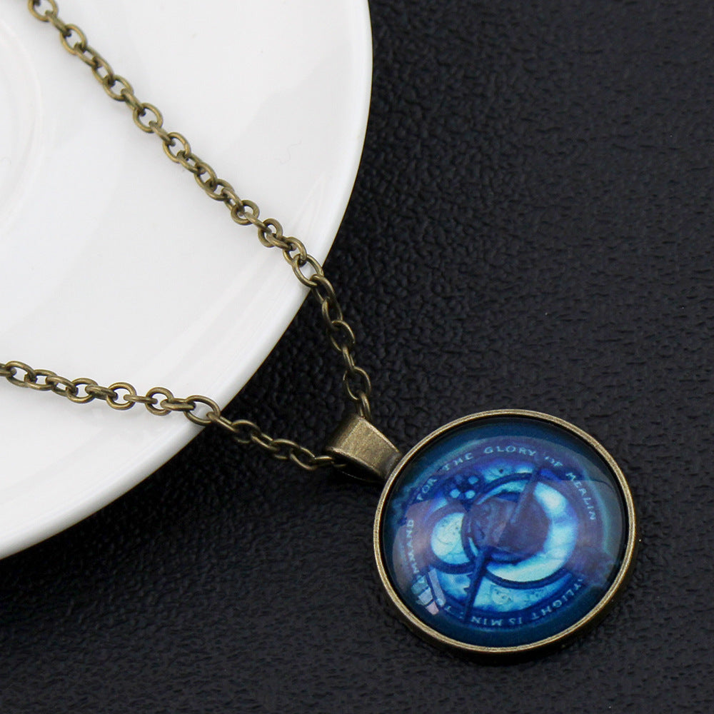 Time Stone Necklace Pendant Retro Hip Hop