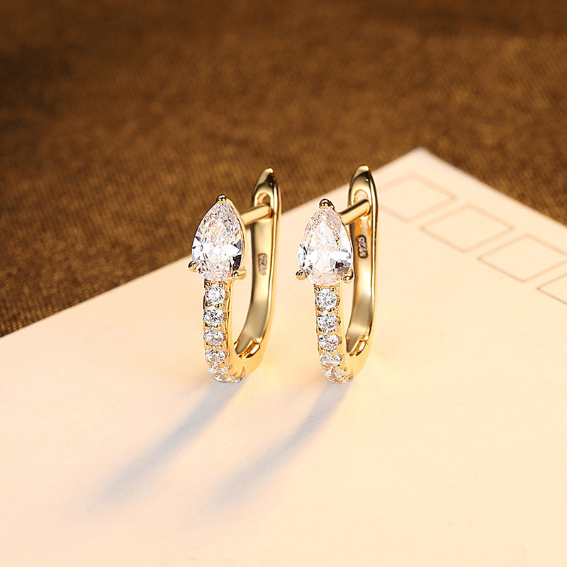 Row Diamond Ear Buckle Earrings Earrings Student Personality