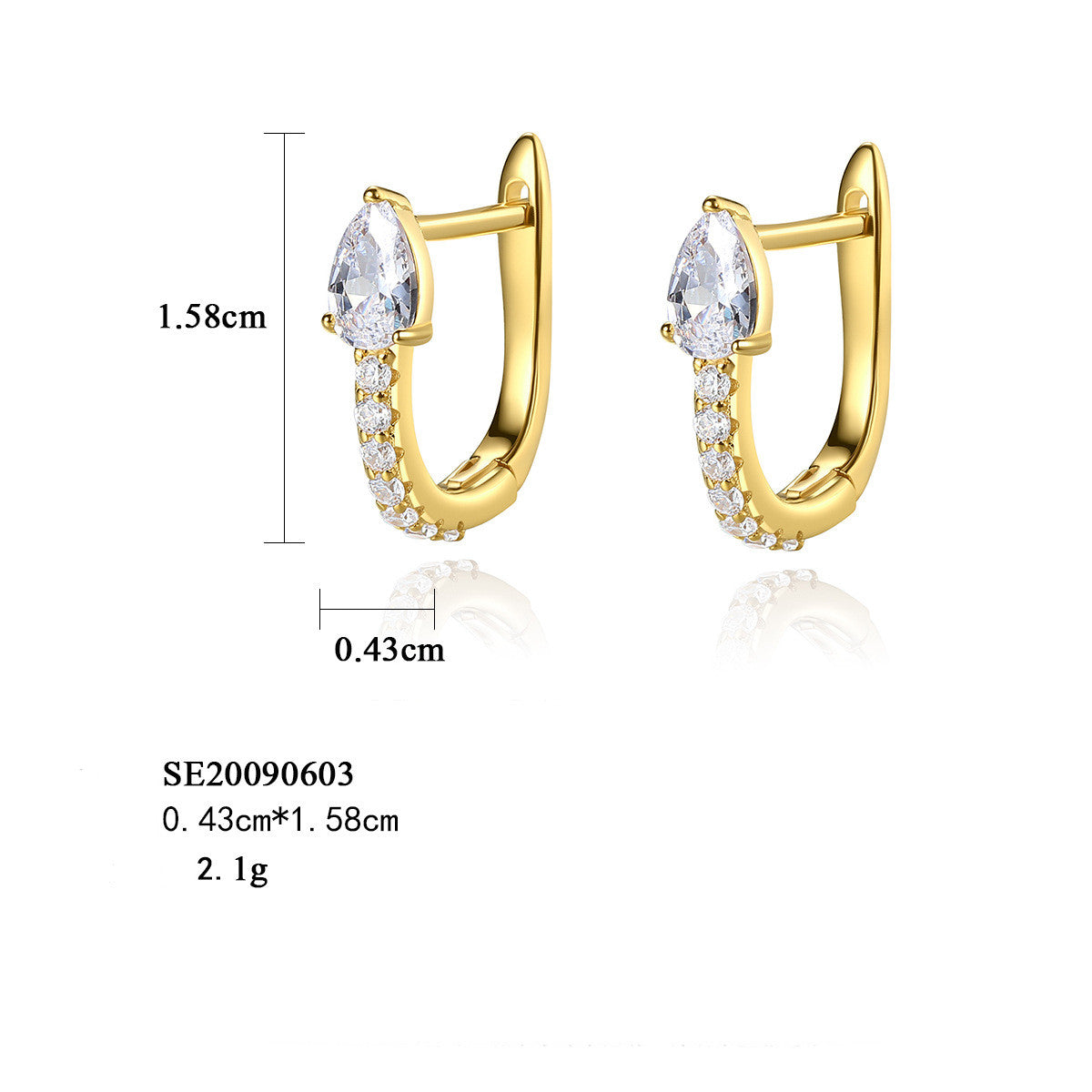 Row Diamond Ear Buckle Earrings Earrings Student Personality