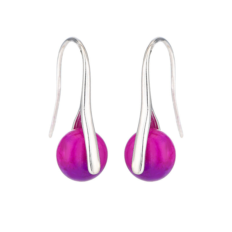 Textured Natural Stone Female Earrings
