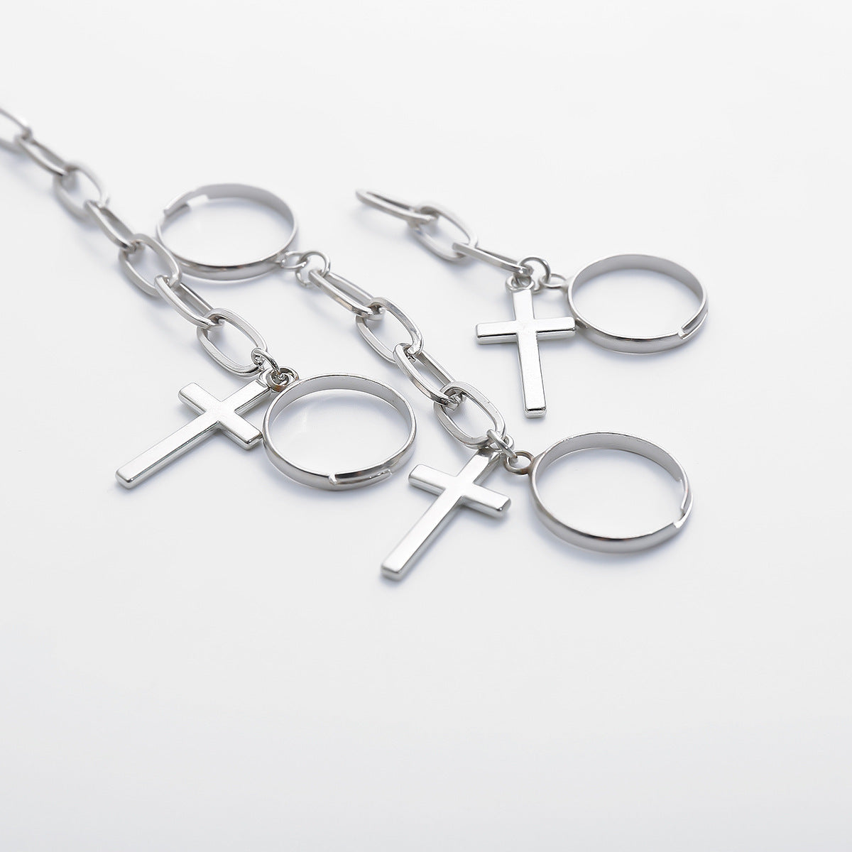 Creative Personality Cross Tassel Ring Set