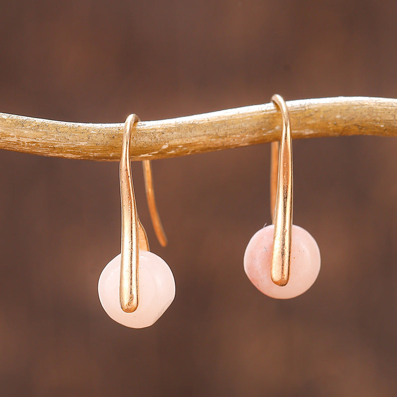 Textured Natural Stone Female Earrings