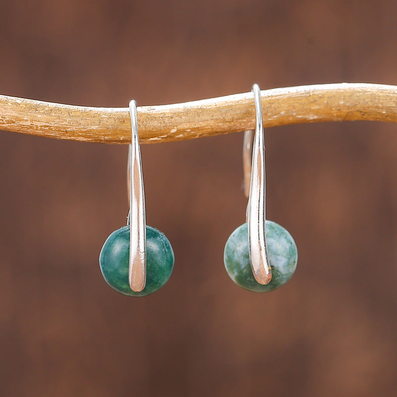 Textured Natural Stone Female Earrings