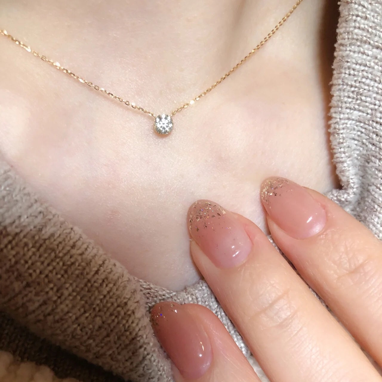Japanese Jewelry Classic Small Diamond Single Diamond Necklace Clavicle