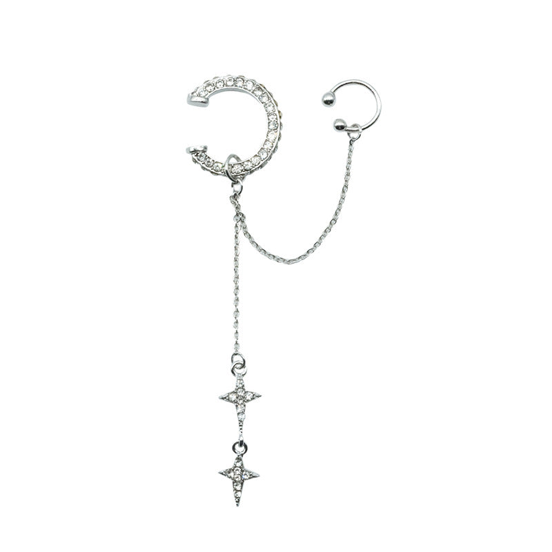 Diamond Pierced Ear Clip Earrings