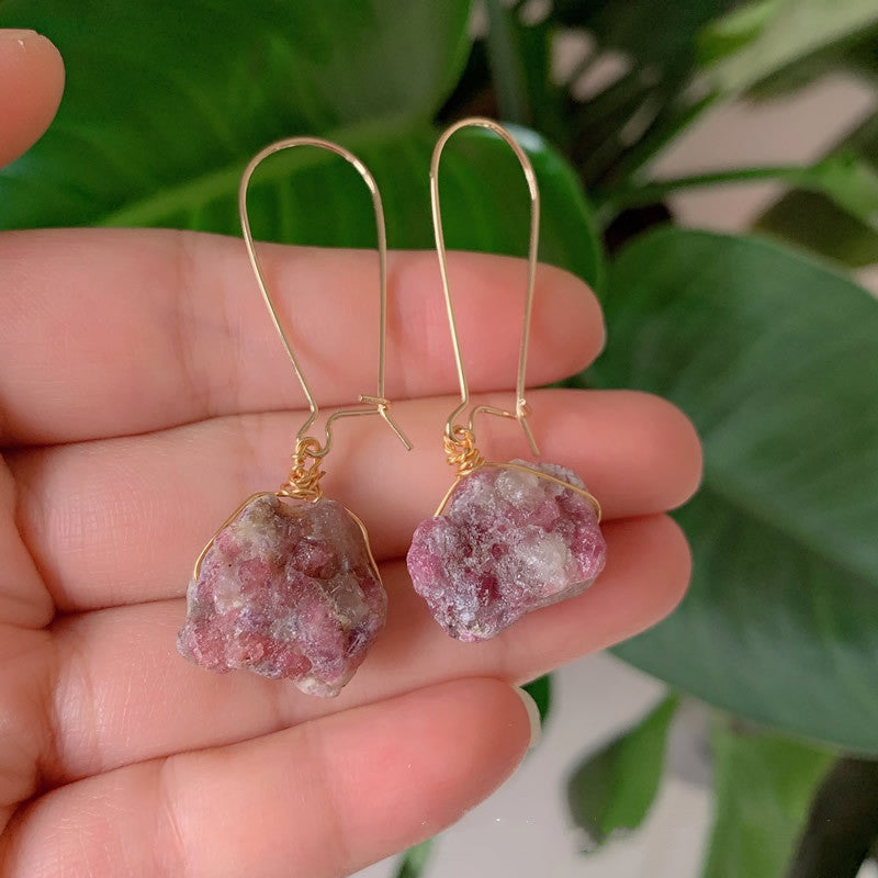 Natural Crystal Irregular Stone Stud Earrings