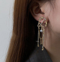 Exaggerated Diamond Zircon Tassel Earrings