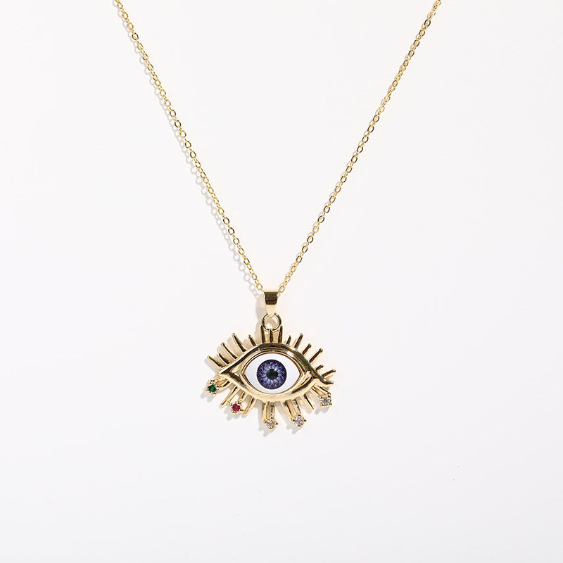 Fashion Evil Eye Zircon Copper Pendant Necklace