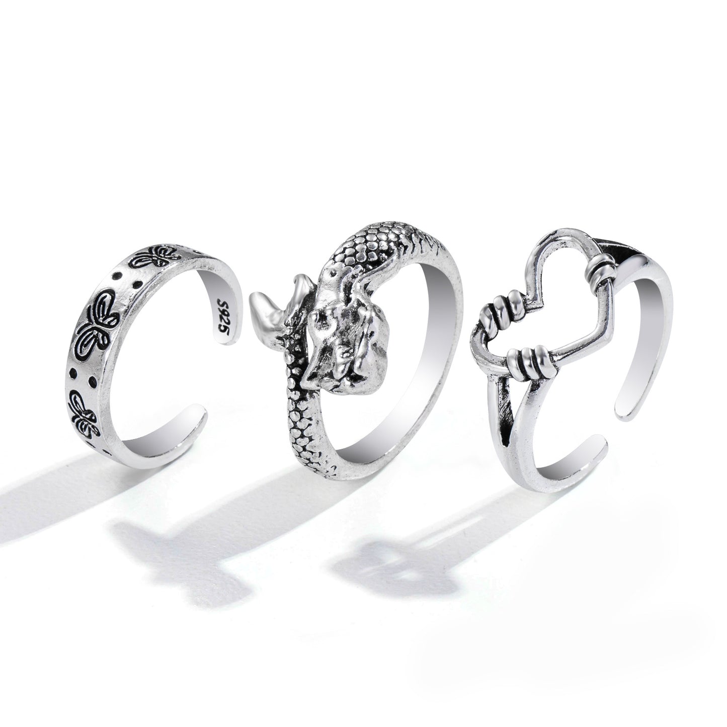 Creative Retro Butterfly 3-piece Set Joint Ring Set