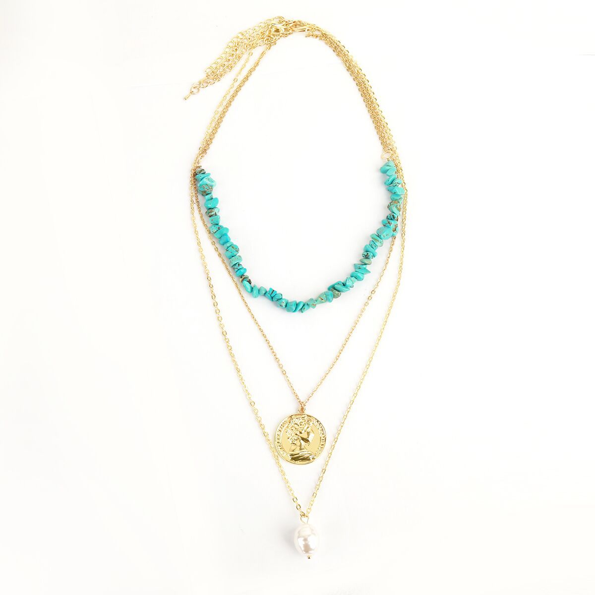 Multilayer Pearl Cross Necklace