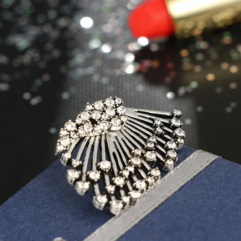 Alloy Diamond Wing Earrings Asymmetrical Multi-layer Stud Earrings