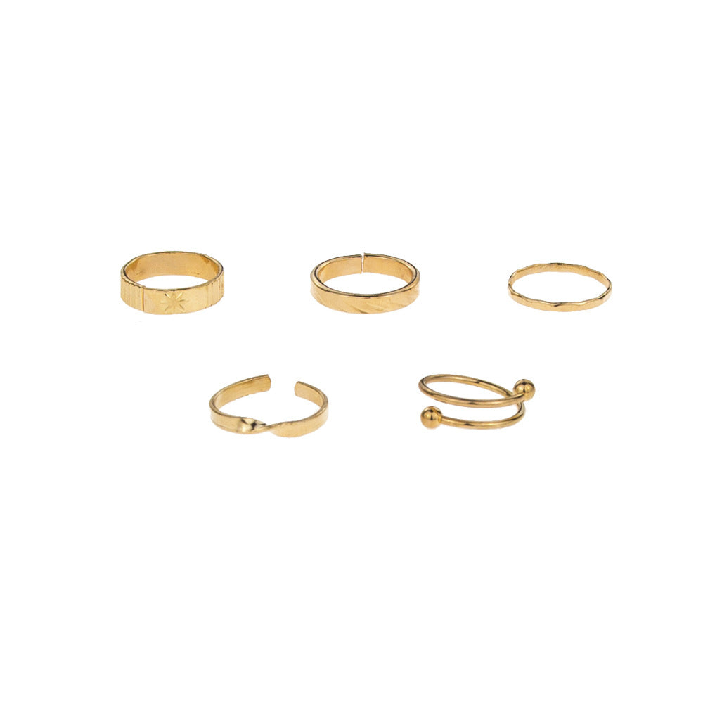 Retro Ring Ins Niche Temperament Metal Ring Set