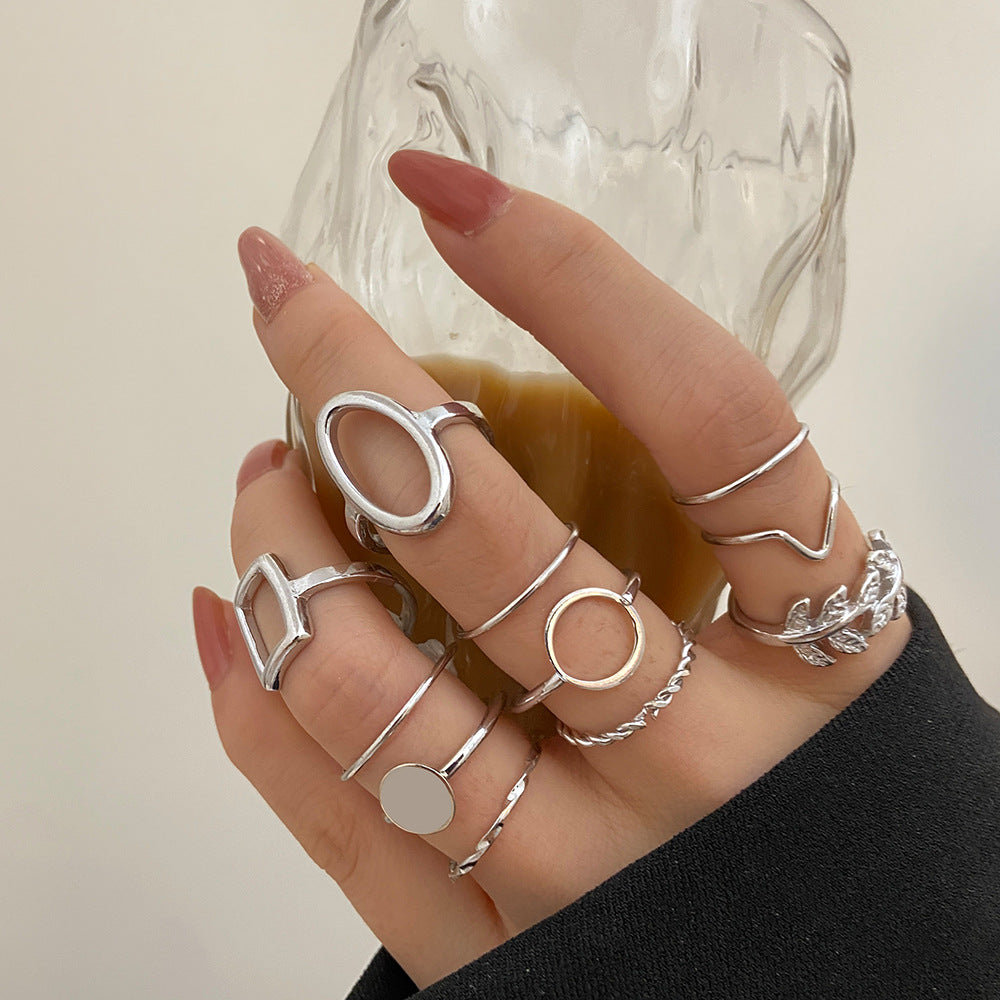 Vintage Fashion Geometric Articulated Ring Ring Set