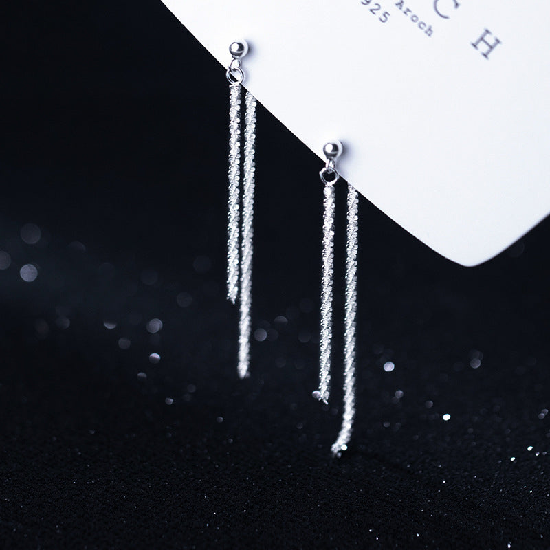 Sparkling S925 Silver Gypsophila Chain Tassel Long Earrings