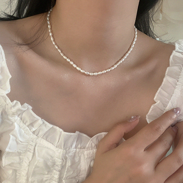 New Vintage Geometric Natural Pearl Necklace