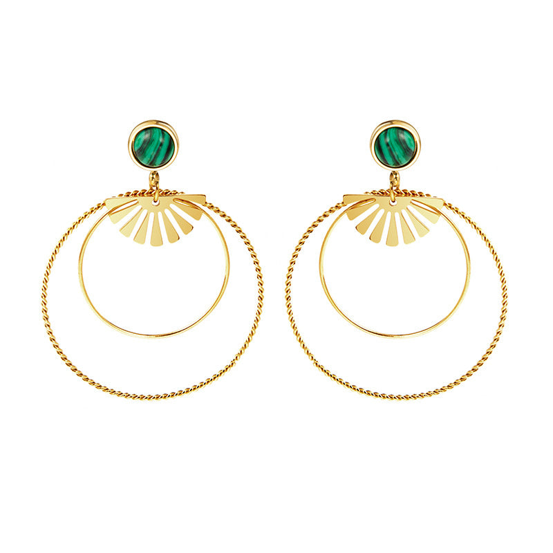 Titanium Steel Female Exaggerated Big Hoop Earrings Fan-shaped Earrings