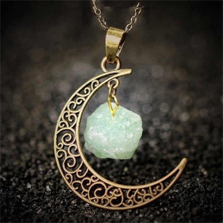 Natural Stone Crystal Necklace Vintage