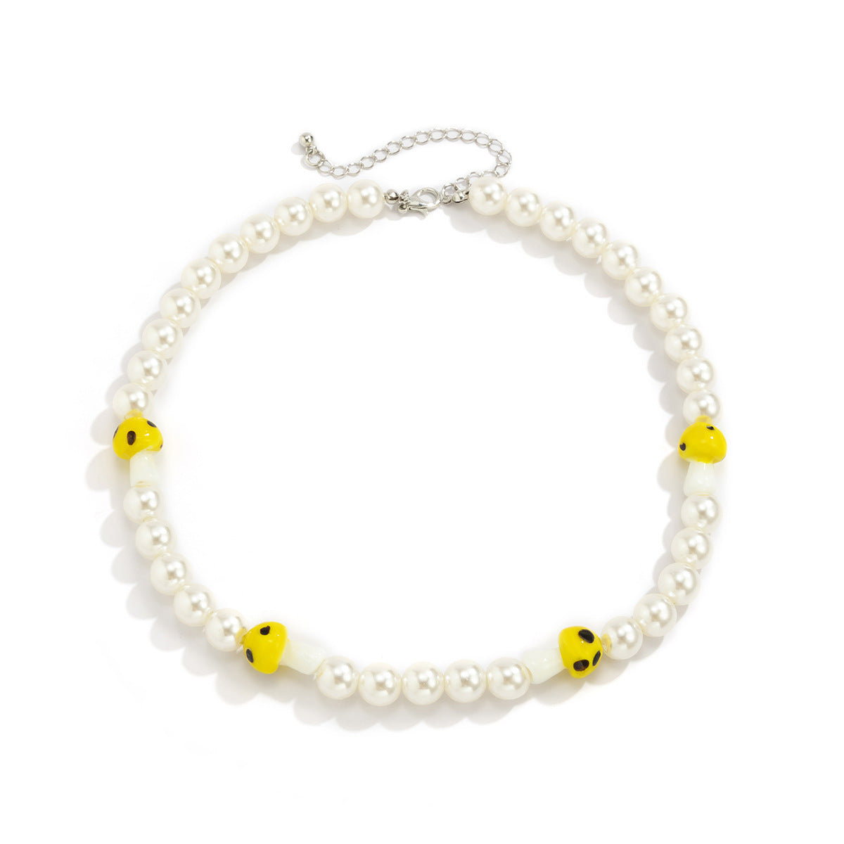Pastoral Style Mushroom Imitation Pearl Necklace