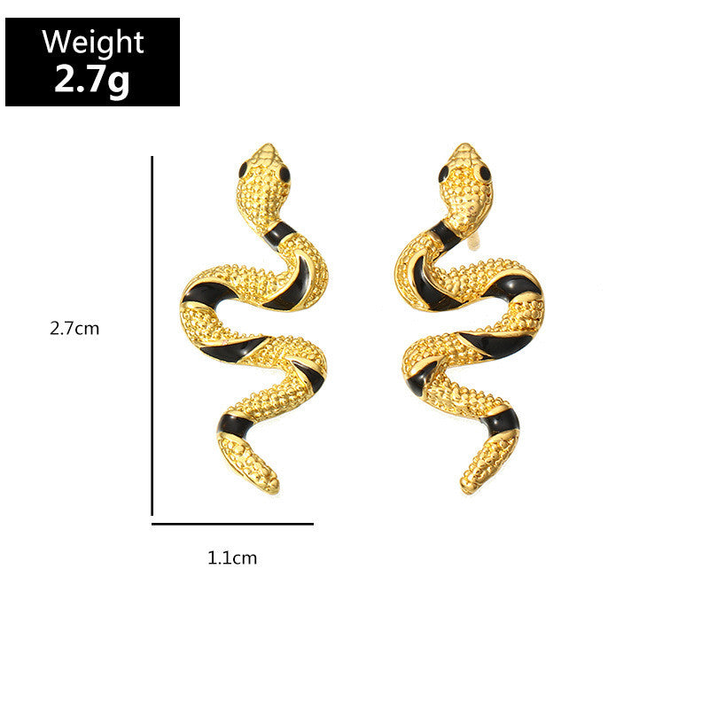 Personality Creative Curved Snake Shape Earrings Alloy Snake Stud Earrings