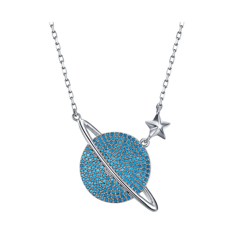 Colorful Full Diamond Fashion Planet Pendant Necklace