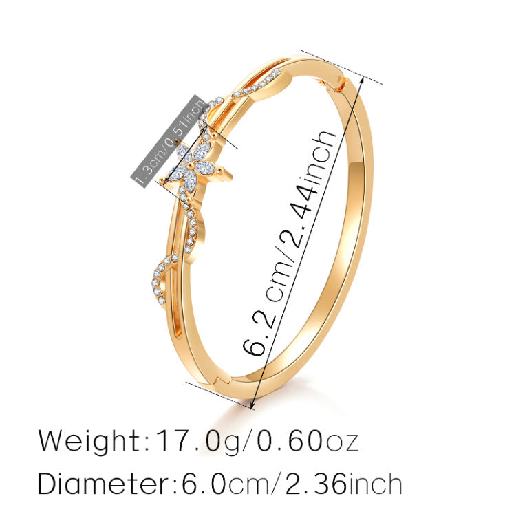 Diamond-studded Alloy Bracelet, Flowers Full Of Diamonds, Light Luxury
