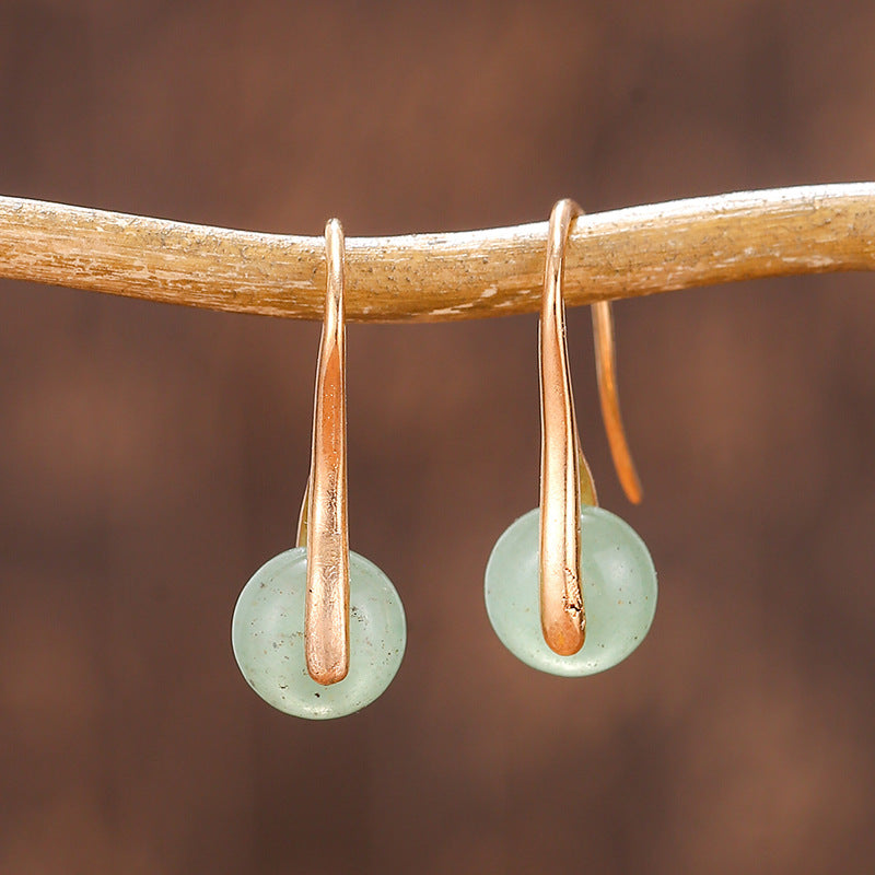 Textured Natural Stone Female Earrings