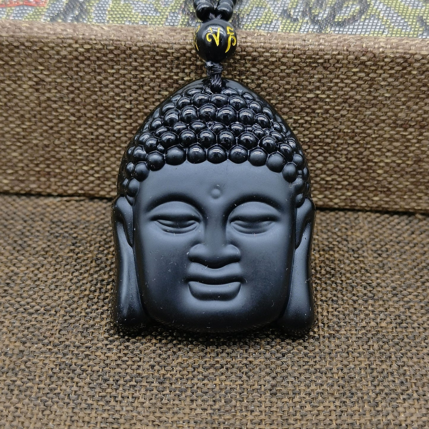 Obsidian Buddha Head Crystal Necklace