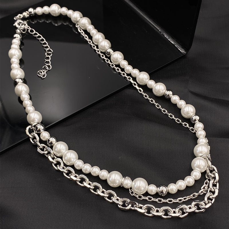 Premium Double Layer Cross Pearl Necklace