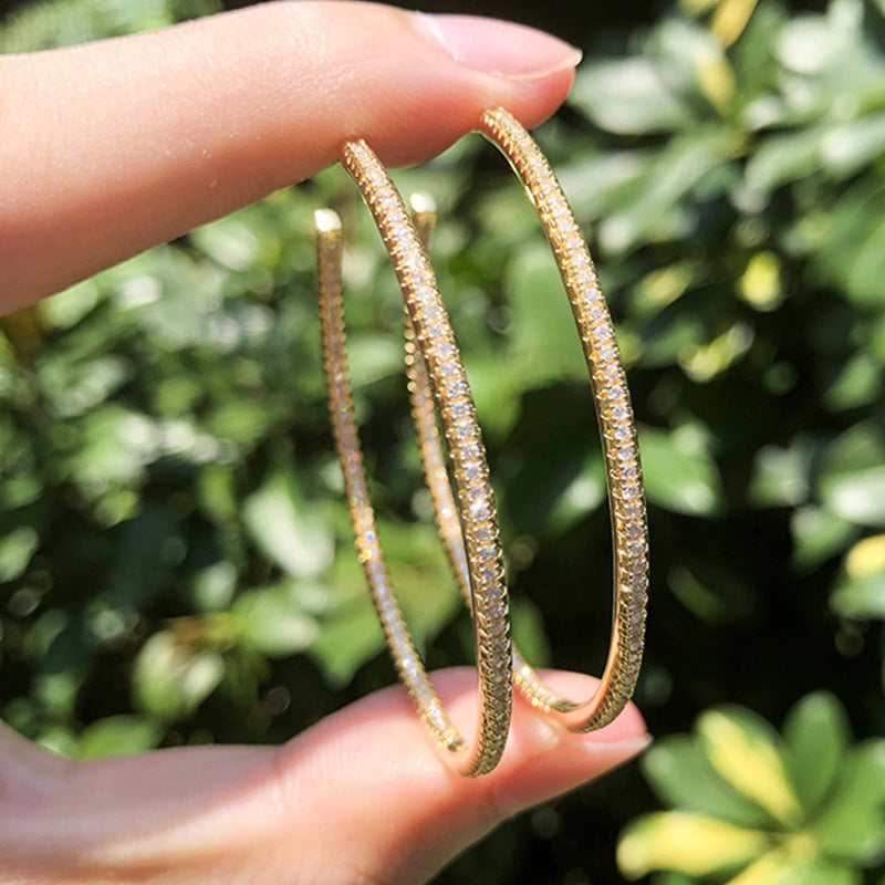 Creative Sparkling Zircon Hoop Earrings