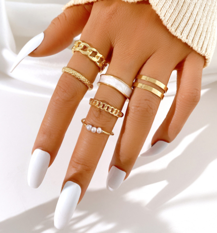 Simple Alloy Personality Chain Ring Set