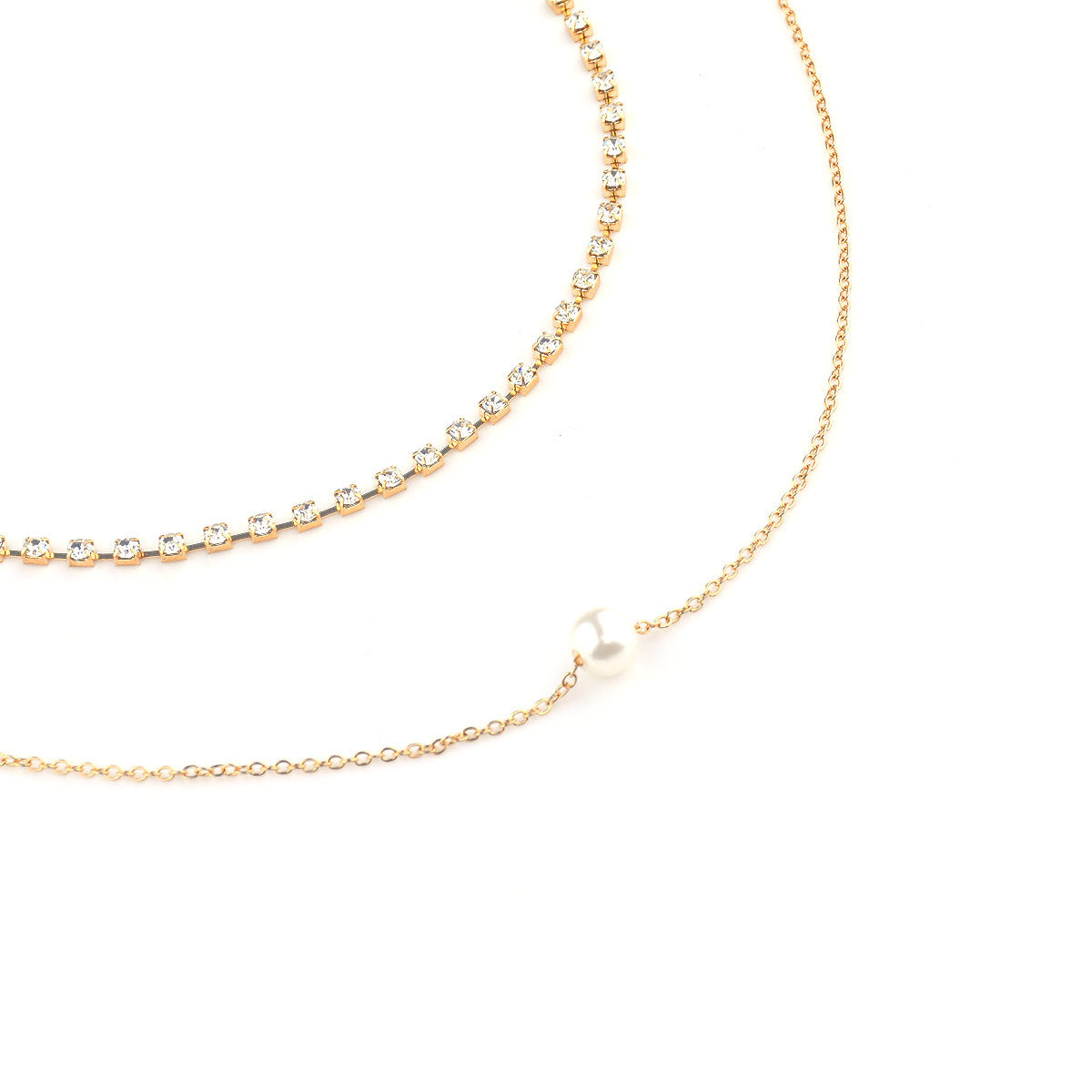 Sparkling Diamond Pearl Multilayer Necklace